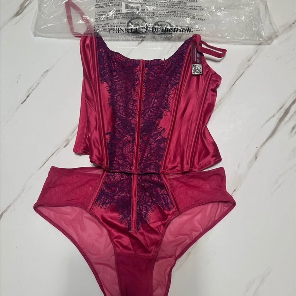 Adore Me Pink Lace Bodysuit